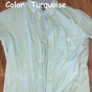 Turquoise Short-Sleeved Chaps Button Down Shirt